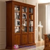 Three Door High Glass Wooden Cabinet