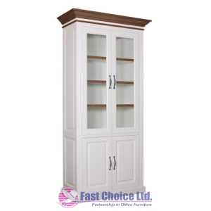 Two Door High Glass Wooden Cabinet