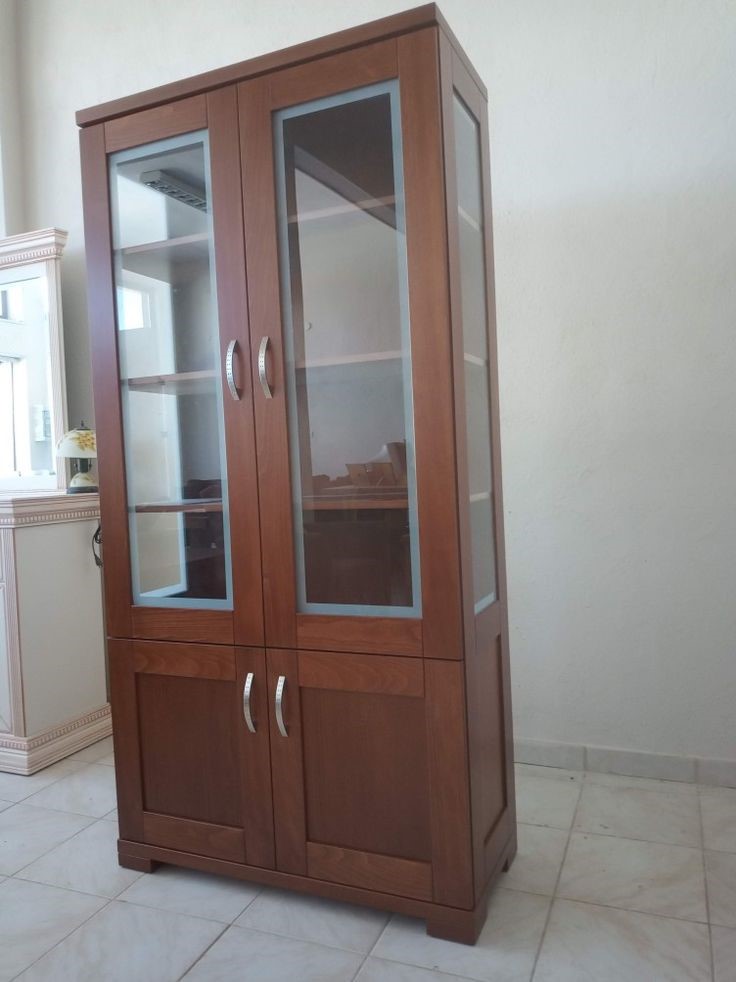 Two Door High Glass Wooden Cabinet 1 Two Door High Glass Wooden Cabinet