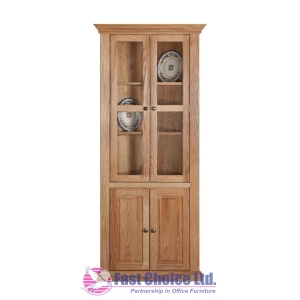 Two Door High Glass Wooden Cabinet