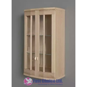 Two Door High Glass Wooden Cabinet